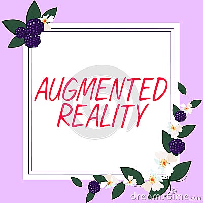 Text sign showing Augmented Reality. Business idea technology that imposes computer image on the real world Stock Photo