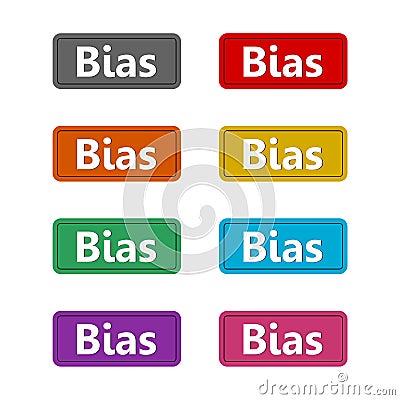 Text sign showing Bias color icon set isolated on white background Vector Illustration