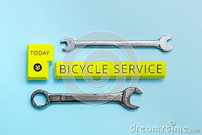 Text sign showing Bicycle Service. Word Written on creating a name that identifies and differentiates a product Editing Stock Photo