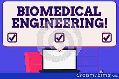 Text sign showing Biomedical Engineering. Conceptual photo advances knowledge biology medicine improves health Blank Stock Photo