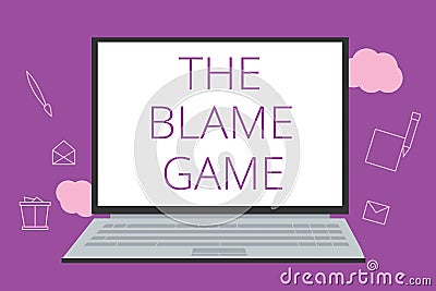 Text sign showing The Blame Game. Conceptual photo A situation when people attempt to blame one another Stock Photo