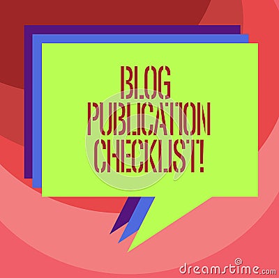 Text sign showing Blog Publication Checklist. Conceptual photo actionable items list in publishing a blog Stack of Stock Photo