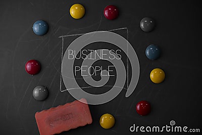Text sign showing Business People. Conceptual photo People who work in business especially at an executive level Round Stock Photo