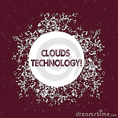 Text sign showing Clouds Technology. Conceptual photo resources aretrieved from the internet through webbased Disarrayed Stock Photo