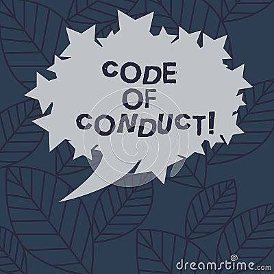 Text sign showing Code Of Conduct. Conceptual photo Ethics rules moral codes ethical principles values respect Blank Stock Photo