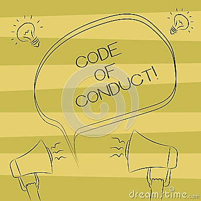 Text sign showing Code Of Conduct. Conceptual photo Ethics rules moral codes ethical principles values respect Freehand Stock Photo