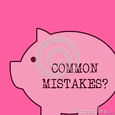 Text sign showing Common Mistakes question. Conceptual photo repeat act or judgement misguided or wrong. Stock Photo