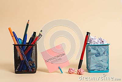 Text sign showing Communication Systems. Conceptual photo Flow of Information use of Machine to transmit signals Plain Stock Photo