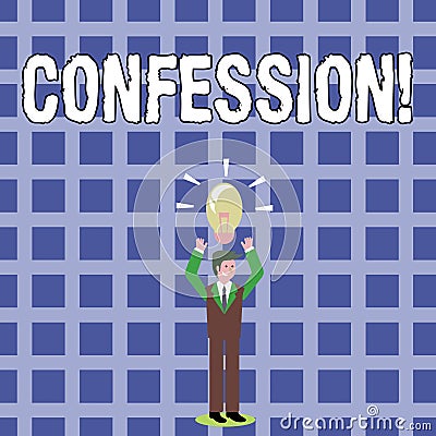 Text sign showing Confession. Conceptual photo Admission Revelation Disclosure Divulgence Utterance Assertion Stock Photo