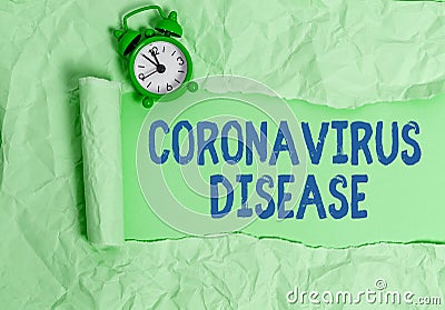 Text sign showing Coronavirus Disease. Conceptual photo defined as illness caused by a novel virus SARSCoV2 Rolled Stock Photo
