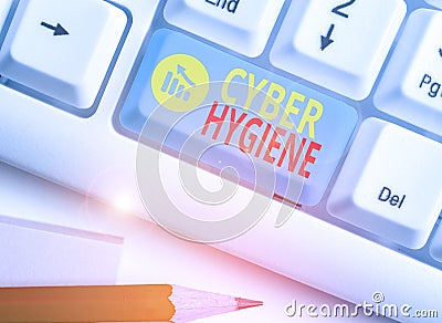 Text sign showing Cyber Hygiene. Conceptual photo steps that computer users take to improve their cyber security Stock Photo