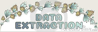 Writing displaying text Data Extraction. Word Written on act or process of retrieving data out of data sources Stock Photo