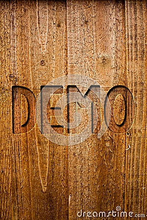 Text sign showing Demo. Conceptual photo Trial Beta Version Free Test Sample Preview of something Prototype Ideas messages wooden Stock Photo