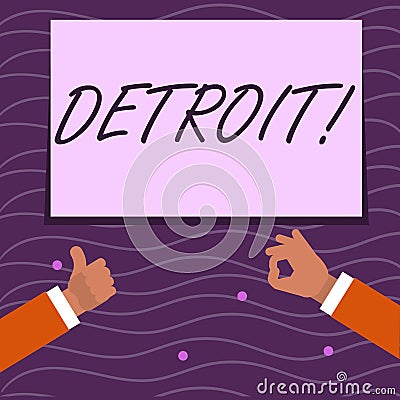 Text sign showing Detroit. Conceptual photo City in the United States of America Capital of Michigan Motown Two Stock Photo