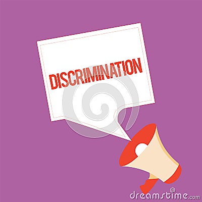 Text sign showing Discrimination. Conceptual photo Prejudicial treatment of different categories of showing Stock Photo