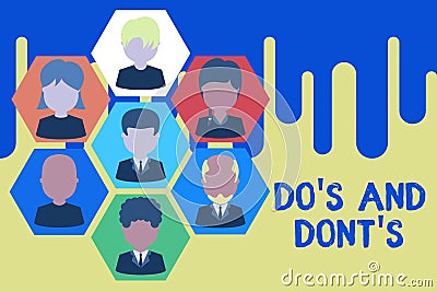 Text sign showing Do S And Dont S. Conceptual photo Rules or customs concerning some activity or actions Pictures frames Stock Photo