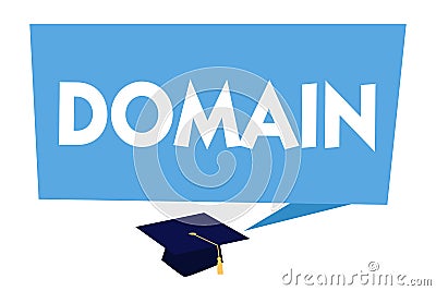 Text sign showing Domain. Conceptual photo distinct subset of Internet with addresses sharing common suffix Stock Photo