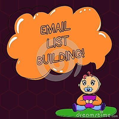 Text sign showing Email List Building. Conceptual photo allows distribution of information analysisy Internet users Baby Stock Photo