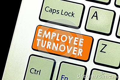 Text sign showing Employee Turnover. Conceptual photo Number or percentage of workers who leave an organization Stock Photo