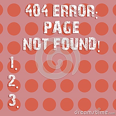 Text sign showing 404 Error Page Not Found. Conceptual photo Webpage on Server has been Removed or Moved Circle photo Stock Photo