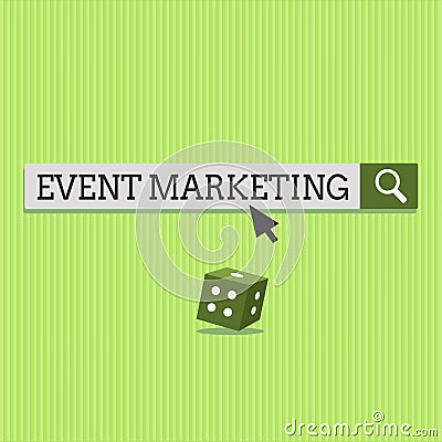 Text sign showing Event Marketing. Conceptual photo describes process of developing display to promote product Stock Photo