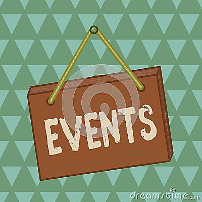 Text sign showing Events. Conceptual photo Function to generate money for non profit a Crowded Occassion Square rectangle unreal Stock Photo