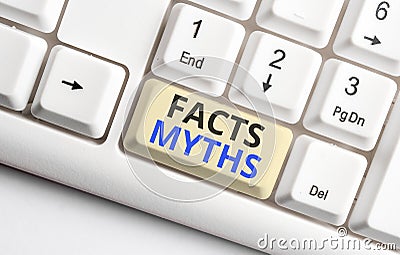 Text sign showing Facts Myths. Conceptual photo work based on imagination rather than on real life difference White pc Stock Photo