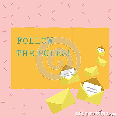 Text sign showing Follow The Rules. Conceptual photo go with regulations governing conduct or procedure Closed and Open Stock Photo