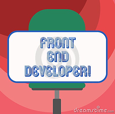 Text sign showing Front End Developer. Conceptual photo computer programmer codes and creates visual elements Blank Stock Photo