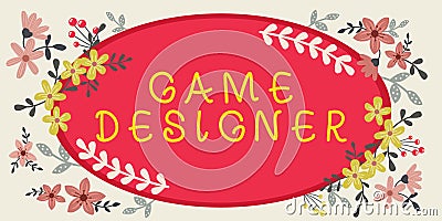 Text sign showing Game Designer. Business approach Campaigner Pixel Scripting Programmers Consoles 3D Graphics Frame Stock Photo