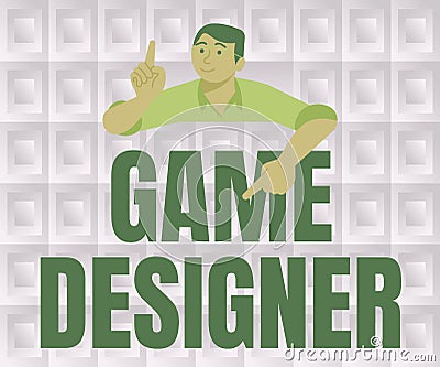 Text sign showing Game Designer. Business overview Campaigner Pixel Scripting Programmers Consoles 3D Graphics Gentleman Stock Photo