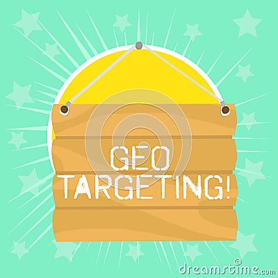 Text sign showing Geo Targeting. Conceptual photo method of determining the geolocation of a website visitor Hook Up Stock Photo