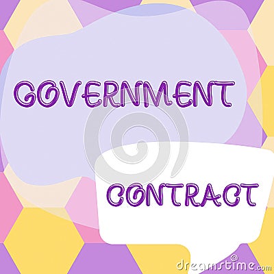 Text sign showing Government Contract. Business showcase Agreement Process to sell Services to the Administration Stock Photo