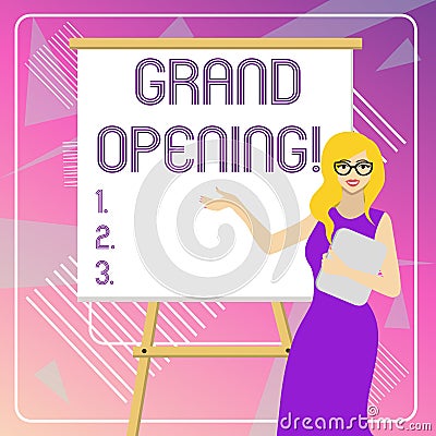 Text sign showing Grand Opening. Conceptual photo held to mark the opening of a new business or public place White Stock Photo