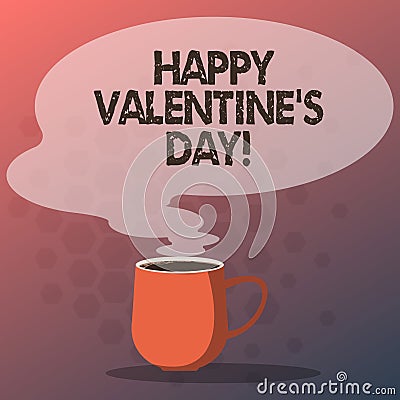 Text sign showing Happy Valentine S Is Day. Conceptual photo when lovers express their affection with greetings Mug Stock Photo