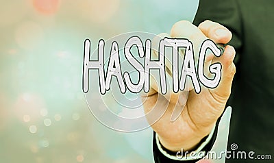 Text sign showing Hashtag. Conceptual photo a word or phrase preceded by a hash sign Type of metadata tag Stock Photo