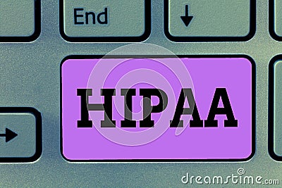 Text sign showing Hipaa. Conceptual photo Acronym stands for Health Insurance Portability Accountability Stock Photo