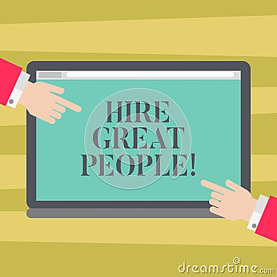 Text sign showing Hire Great People. Conceptual photo pay demonstrating or company to do job for short period of time Hu Stock Photo