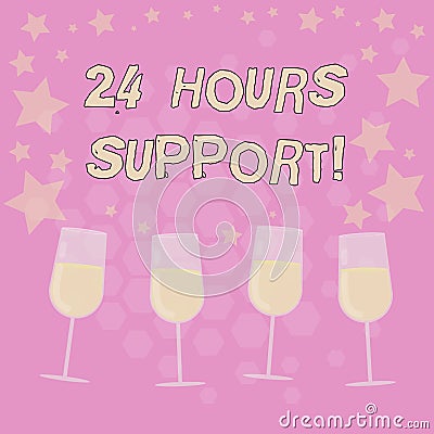 Text sign showing 24 Hours Support. Conceptual photo services require running without disruption and downtime Filled Stock Photo