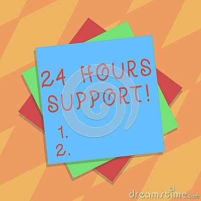 Text sign showing 24 Hours Support. Conceptual photo services require running without disruption and downtime Multiple Stock Photo