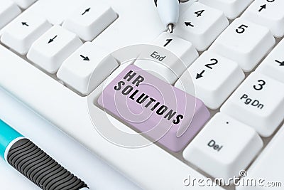 Text sign showing Hr Solutions. Conceptual photo Outsourced Human resources consultancy and support Experts -49086 Stock Photo