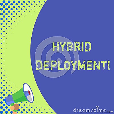Text sign showing Hybrid Deployment. Conceptual photo a combination of onpremises applications or data Half part blank Stock Photo