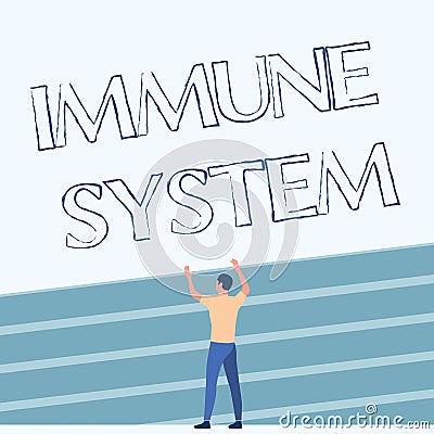 Text sign showing Immune System. Business approach Complex network work together to defend against germs Athletic Man Stock Photo