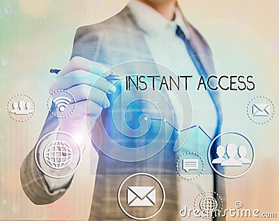 Text sign showing Instant Access. Conceptual photo the ability or access to withdraw money whenever needed Stock Photo
