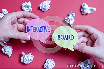Text sign showing Interactive Board. Internet Concept standalone touchscreen computer used independently Brainstorming Stock Photo