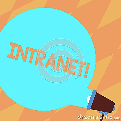 Text sign showing Intranet. Conceptual photo Private network of a company Interlinked local area networks Blank Round Stock Photo