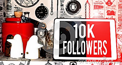 Text sign showing 10K Followers. Conceptual photo member of the elite group of individuals on Instagram Classic penguin ceramic Stock Photo
