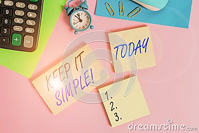 Text sign showing Keep It Simple. Conceptual photo ask something easy understand not go into too much detail Wire mouse portable Stock Photo