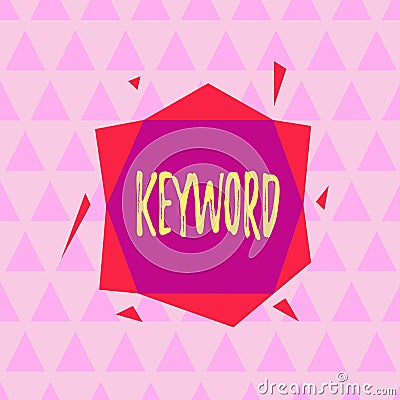Text sign showing Keyword. Conceptual photo word which acts as the key to a code Concept of great significance Asymmetrical uneven Stock Photo