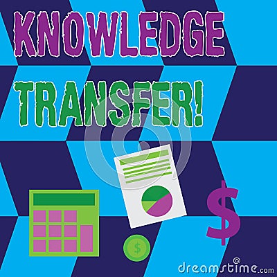 Text sign showing Knowledge Transfer. Conceptual photo sharing or disseminating of knowledge and experience Computing Stock Photo